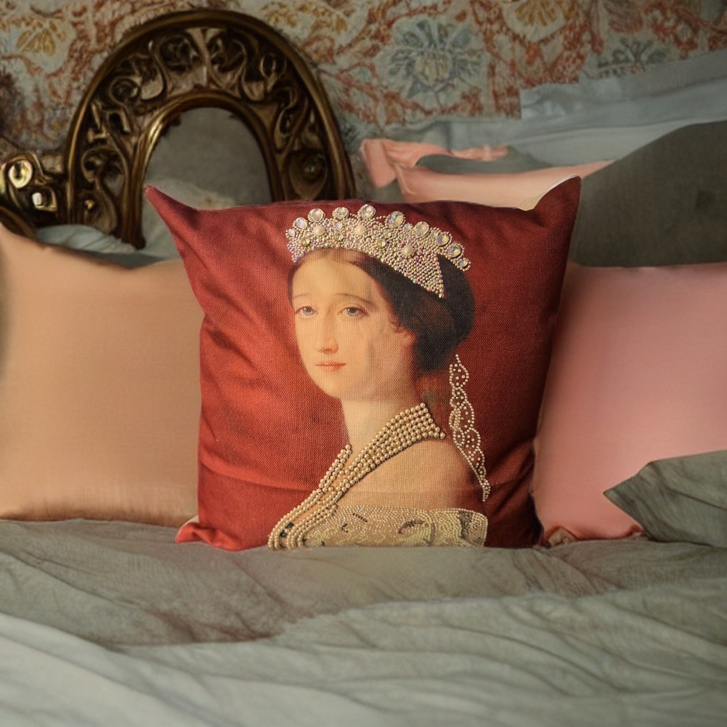 Empress Eugenie Wearing the Crown Throw Pillow